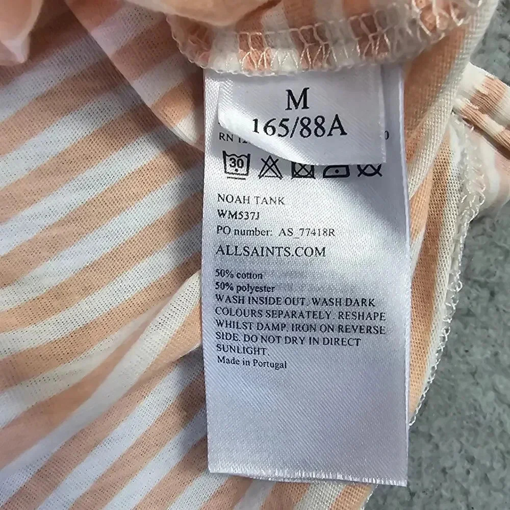 All Saints Noah Tank Top Women's Medium Raw Hems Striped Lightweight‎ Sleeveless - Picture 8 of 11